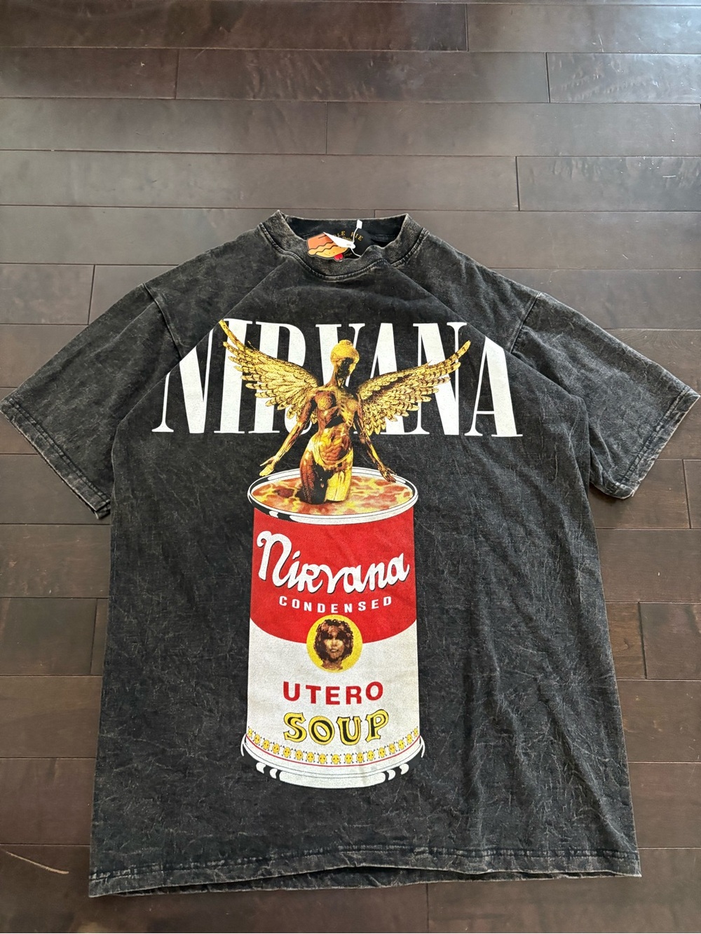 NWT NIRVANA Black Graphic Tee with Red & Gold Utero Soup Can